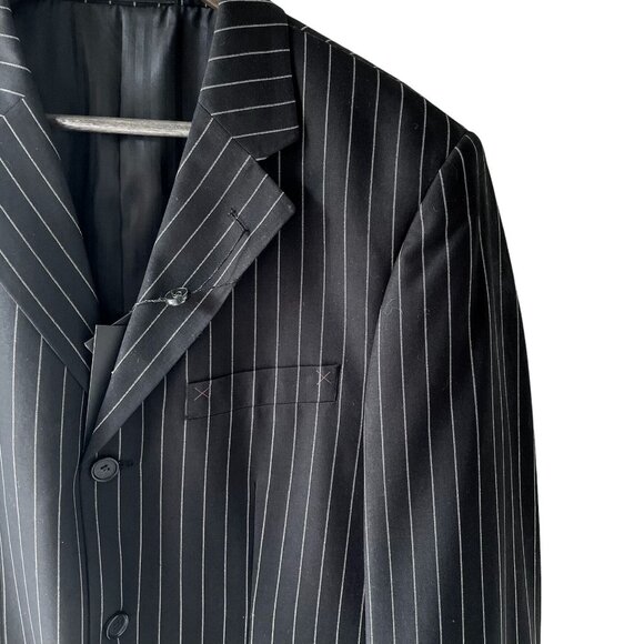 Demantie Mens Pinstriped Blazer Sz 38R and Vest sz 32 Super 150s Hand-Tailored - Picture 7 of 11